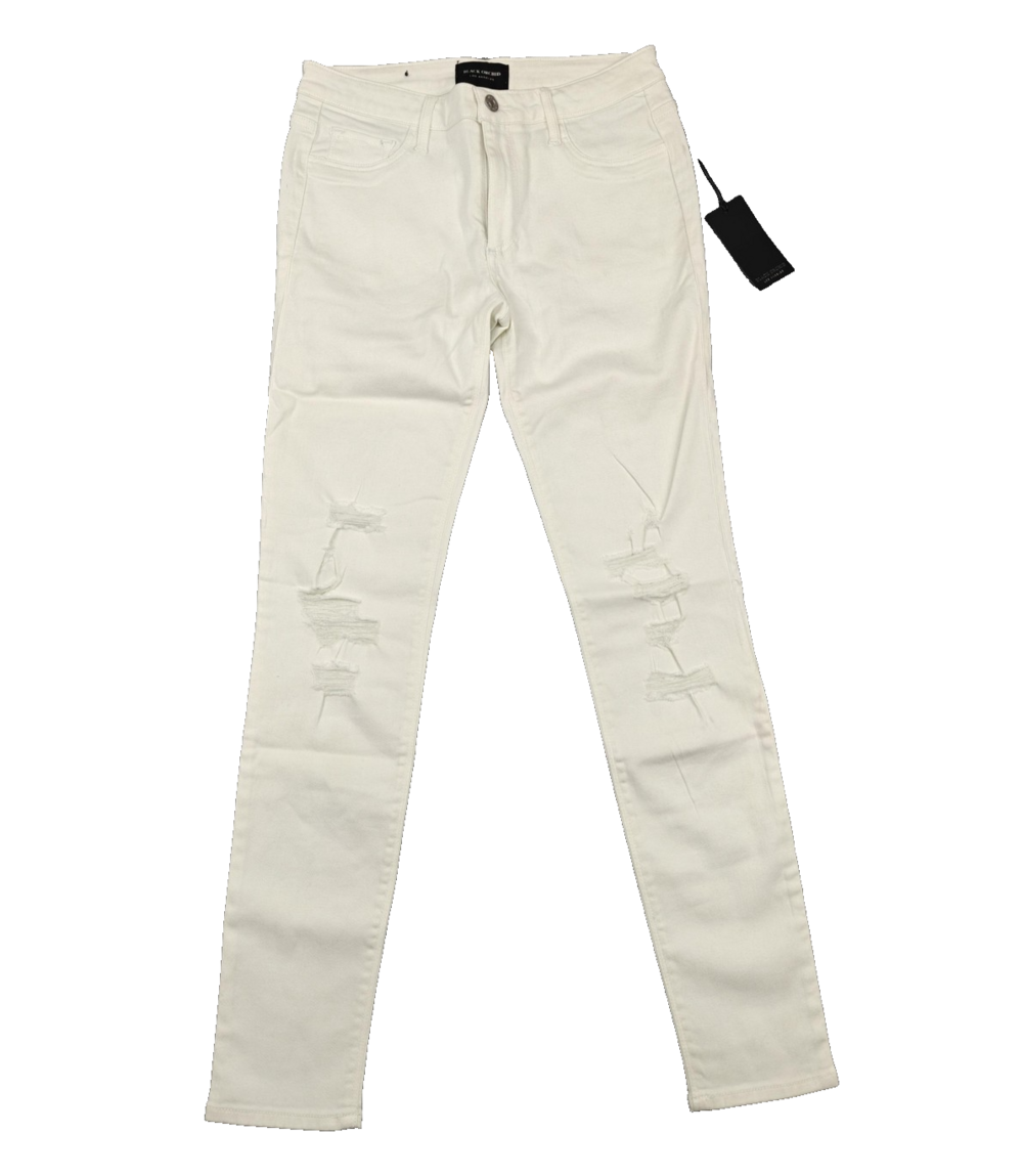 Black Orchid Jude Jeans Womens 27 White Mid Rise Super Skinny Distressed 27x29.5